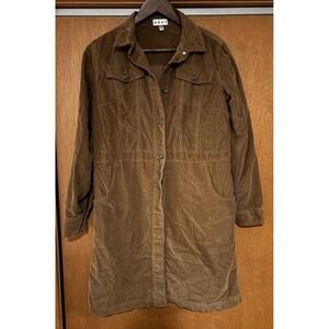 Dash Brown Corduroy Long Sleeve Button Front Utility Shirt Dress Small